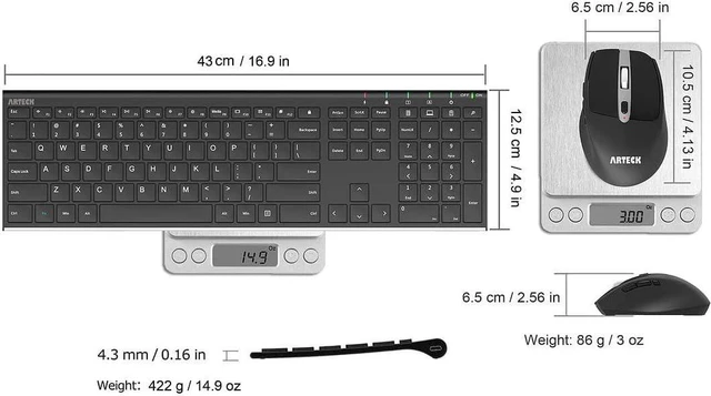 Alt view image 6 of 7 - 2.4G Wireless Keyboard & Mouse Combo Full-Size Stainless Keyboard & Ergonomic Side-Button Mouse, Built-In Rechargeable Battery, for PC/Laptop/Windows 11/10/8/7