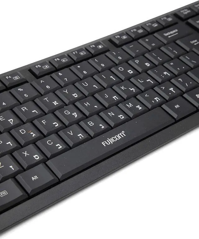 Alt view image 5 of 7 - Fujicom Hebrew Keyboard Wireless Mouse Combo Hebrew/English Alphabet Built-in LCD Status Dashboard Sleek Design Seamless Typing