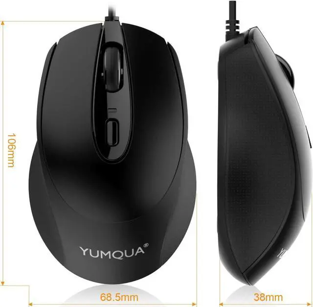 Alt view image 3 of 6 - YUMQUA G222 Bulk Computer Mouse Wired 12 Pack, Office Home Classroom Silent USB Optical Corded Mice with 2 Adjustable DPI, for PC Desktop Computer Mac Laptop