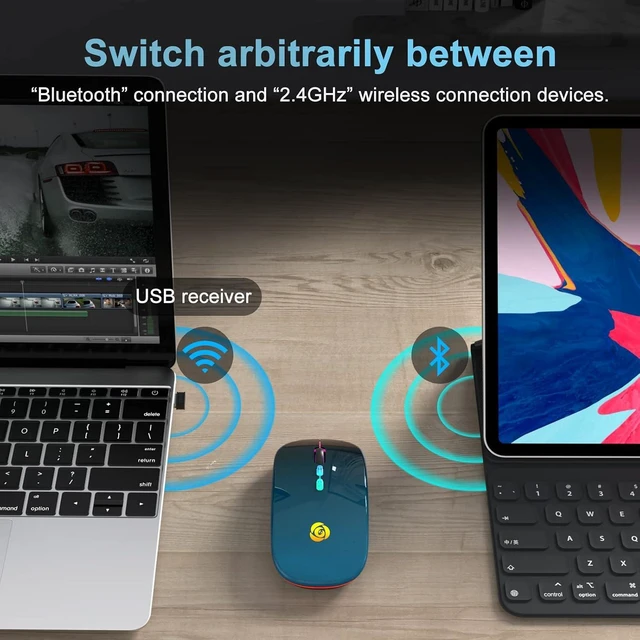 Alt view image 2 of 7 - CC Store Wireless Mouse for Laptop,USB-C Rechargeable with Dual Connection