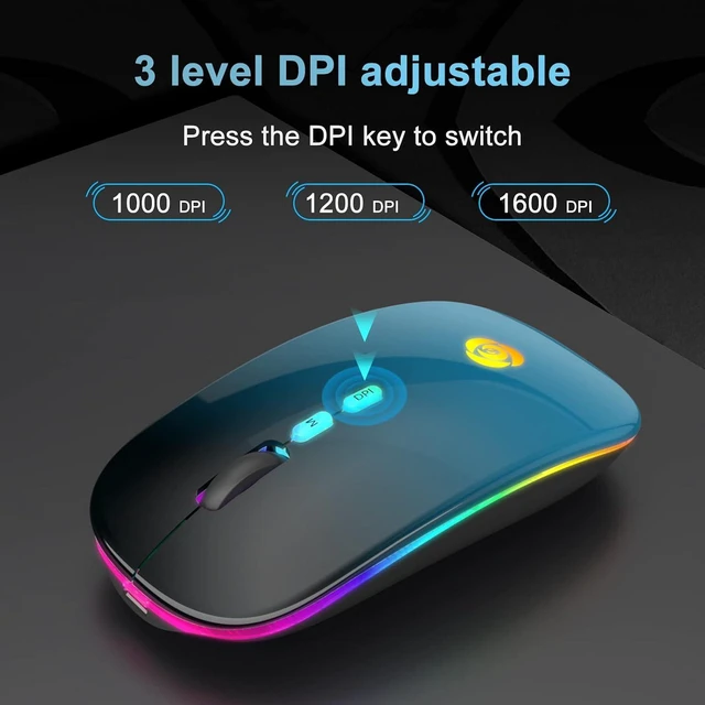 Alt view image 3 of 7 - CC Store Wireless Mouse for Laptop,USB-C Rechargeable with Dual Connection