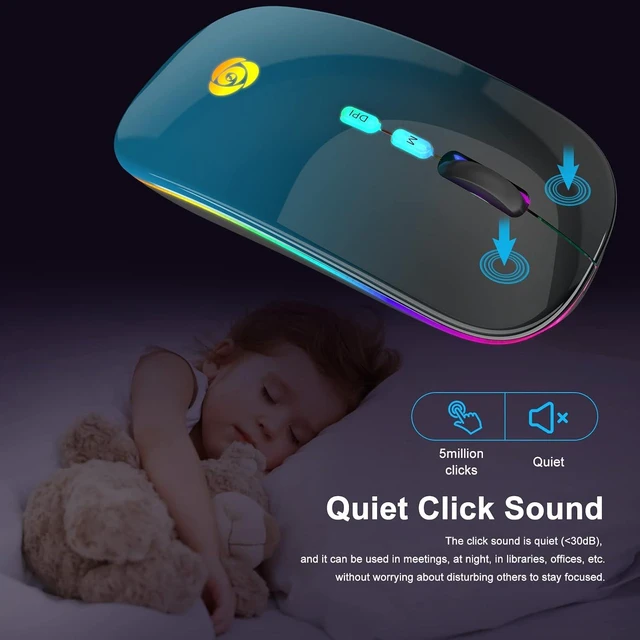 Alt view image 6 of 7 - CC Store Wireless Mouse for Laptop,USB-C Rechargeable with Dual Connection