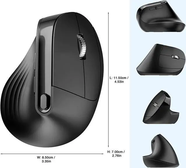 Alt view image 2 of 7 - Wireless Vertical Mouse, PINKCAT 2.4G Silent Advanced Ergonomic Mouse with USB Receiver, 3 Adjustable DPI Optical Wireless Ergo Mouse for Laptop, PC, Notebook, Deskbtop, MacBook, Surface - (Black)