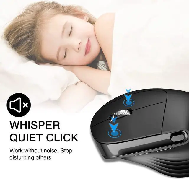 Alt view image 6 of 7 - Wireless Vertical Mouse, PINKCAT 2.4G Silent Advanced Ergonomic Mouse with USB Receiver, 3 Adjustable DPI Optical Wireless Ergo Mouse for Laptop, PC, Notebook, Deskbtop, MacBook, Surface - (Black)