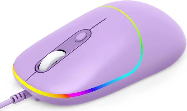 Main image of Wired Mouse USB Computer Mouse with RGB 4 Adjustable DPI up to 6400 Ultra Silent for Laptop PC Windows (Purple)
