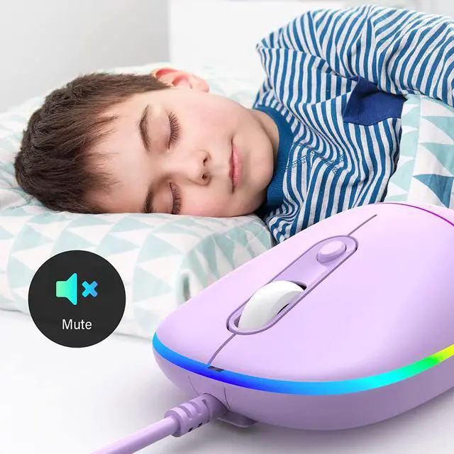 Alt view image 5 of 7 - Wired Mouse USB Computer Mouse with RGB 4 Adjustable DPI up to 6400 Ultra Silent for Laptop PC Windows (Purple)