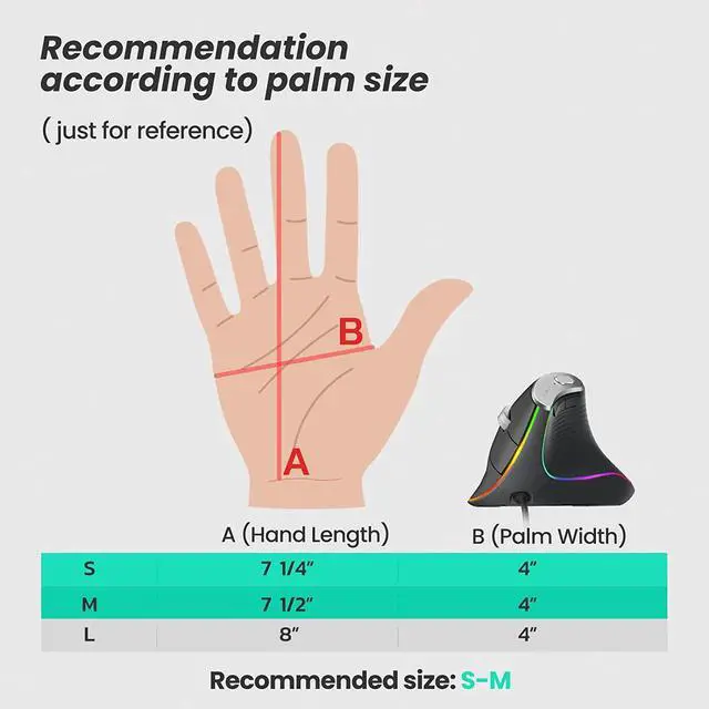 Alt view image 5 of 7 - M504 Wired Vertical Mouse USB Ergonomic Optical Mouse with 4 Adjustable DPI 11 RGB Backlight Modes Compatible for Laptop PC Desktop Mac Grey