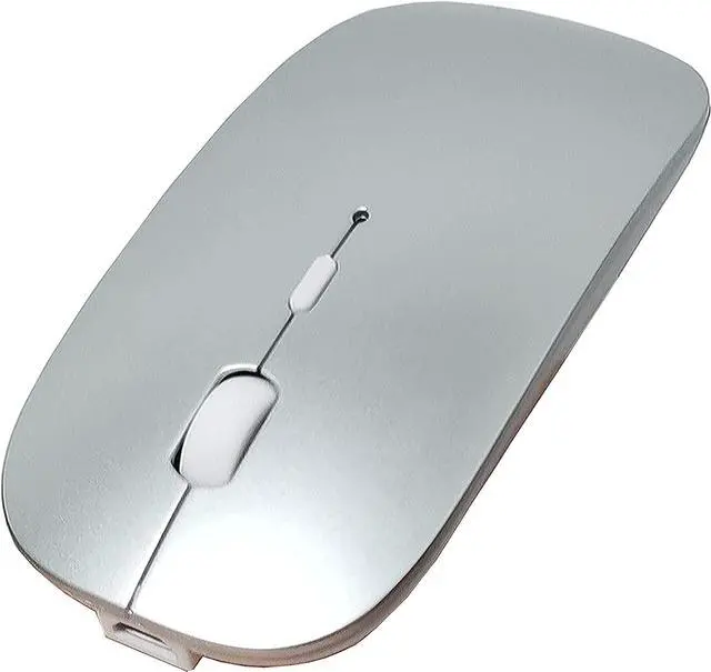Main image of Bluetooth Mouse for Mac/Laptop/iPad/iPhone/Android PC Rechargable Quiet Slim Wireless Mice Compatible with OS/Windows/Linux/Tablet/MacBook Pro/MacBook Air Silver