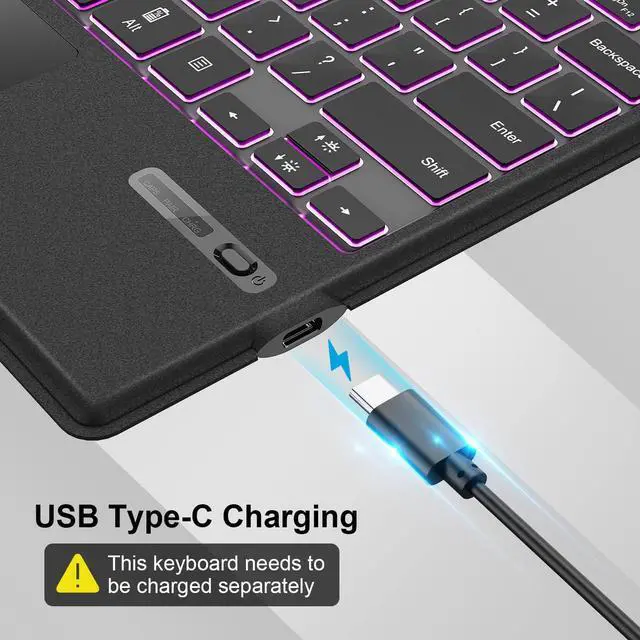 Alt view image 5 of 7 - Surface Pro Type Cover, Portable Wireless Bluetooth Keyboard with Touchpad, 7-Color LED Backlit and Built-in Rechargeable Battery (LED Backlit)