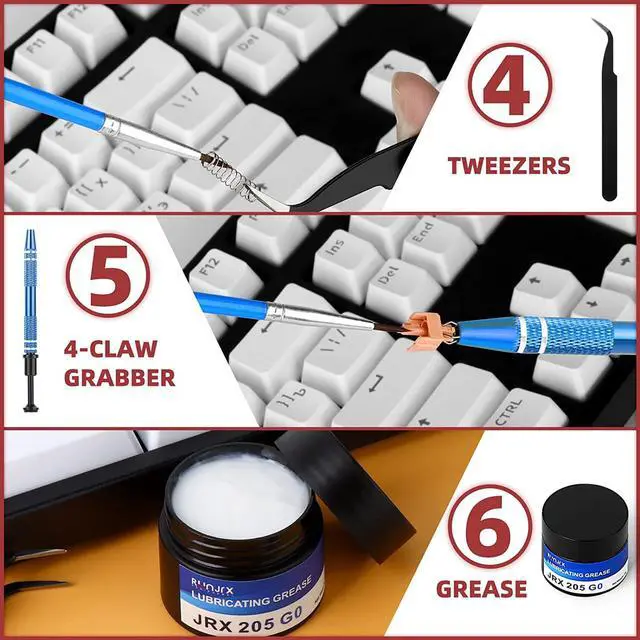 Alt view image 5 of 7 - Keyboard Lube Kit JRX 205G0 0.53oz/15g for Mechanical Lube, Switch Opener MX Kailh Gateron Switch,Keyboard Tools with Keycap Puller (RJ-074)