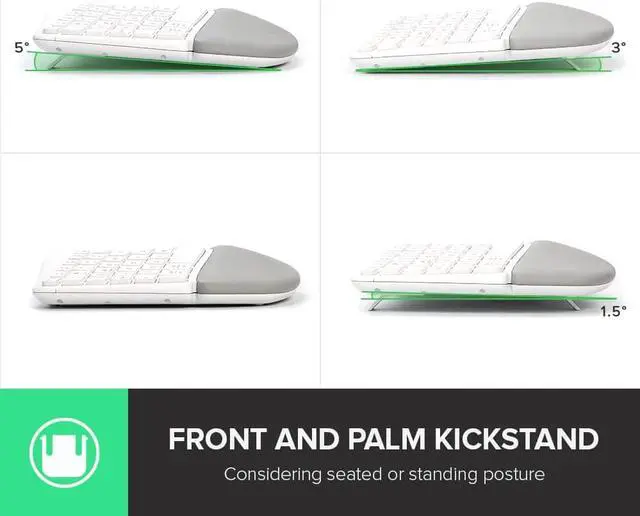 Alt view image 5 of 7 - DeLUX Wireless Ergonomic Split Keyboard with Palm Rest Against Carpal Tunnel, Multi-Device Connection, Wave Layout, Comfortable Type for Reduce Hand Pain, Compatible with Windows/macOS (GM901D-White)