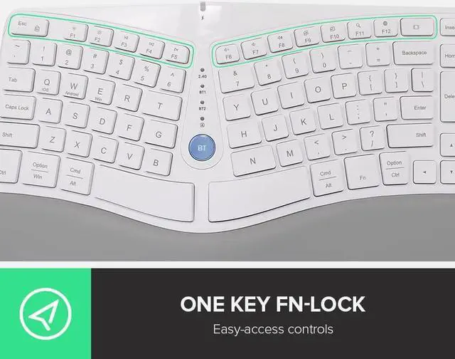 Alt view image 6 of 7 - DeLUX Wireless Ergonomic Split Keyboard with Palm Rest Against Carpal Tunnel, Multi-Device Connection, Wave Layout, Comfortable Type for Reduce Hand Pain, Compatible with Windows/macOS (GM901D-White)