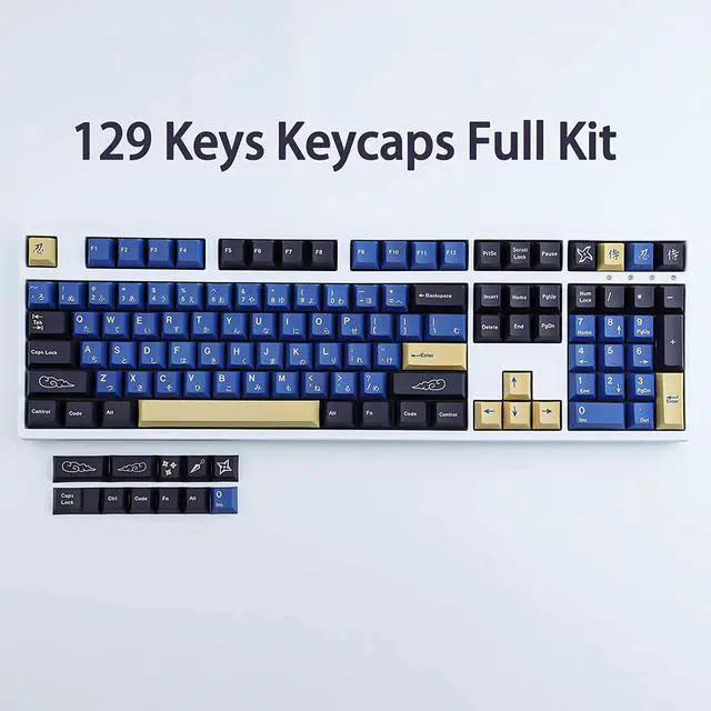Alt view image 6 of 7 - Hyekit PBT Keycaps 119 Keys Blue Samurai Keycaps Dye-Sublimation Ninja PBT Keycap Set Cherry Profile Custom Keycaps for Cherry Gateron MX Switches Mechanical Keyboards US Layout