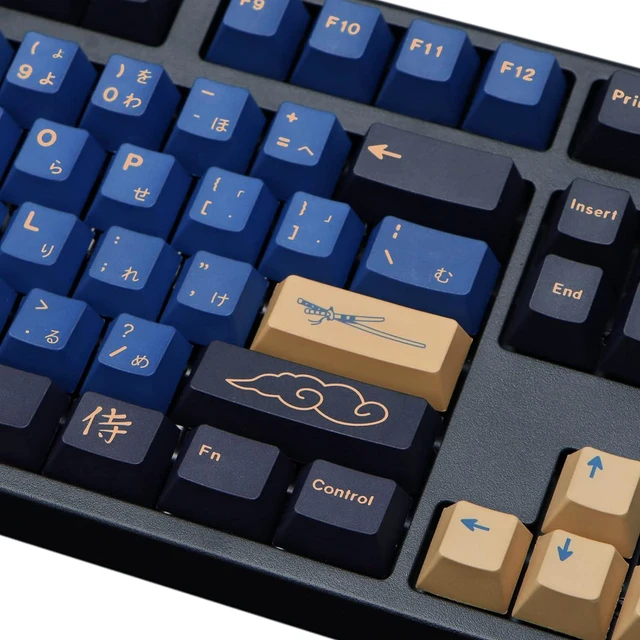Alt view image 4 of 7 - MOLGRIA Blue Samurai Keycaps, 129 Set PBT KeyCaps for Gaming Keyboard, Cherry Profile Dye Sublimation Custom Keycaps with Puller for Gateron Kailh Cherry MX Switch 104/87/71/61 60 Percent Keyboard