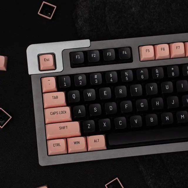 Alt view image 4 of 7 - Pink and Black Keycaps 150 Keys Doubleshot MSA Profile Custom Keycaps for 61/64/68/84/87/96/104/108 Gaming Keyboard