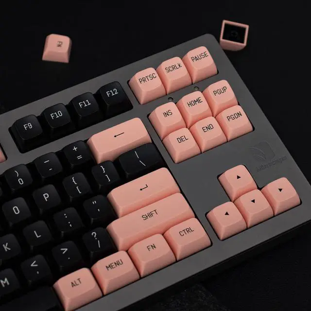 Alt view image 5 of 7 - Pink and Black Keycaps 150 Keys Doubleshot MSA Profile Custom Keycaps for 61/64/68/84/87/96/104/108 Gaming Keyboard