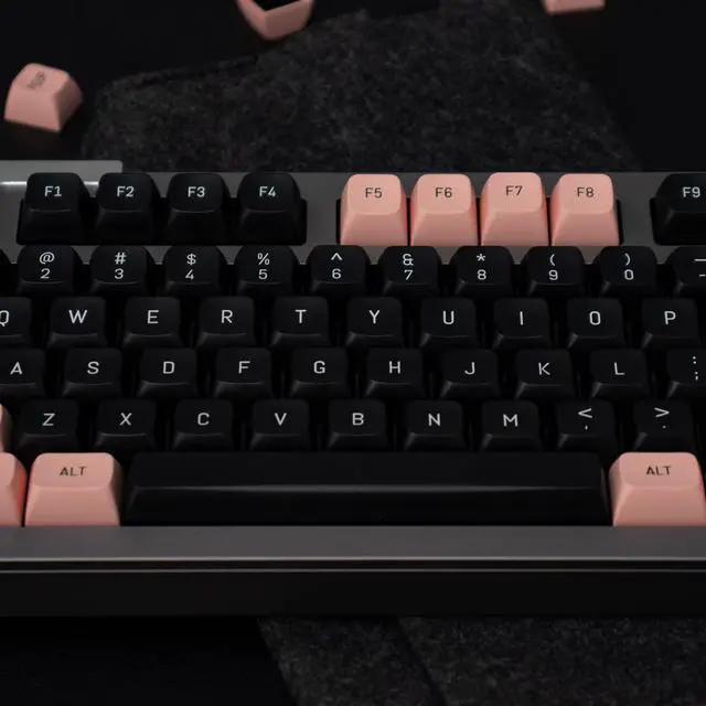 Alt view image 6 of 7 - Pink and Black Keycaps 150 Keys Doubleshot MSA Profile Custom Keycaps for 61/64/68/84/87/96/104/108 Gaming Keyboard