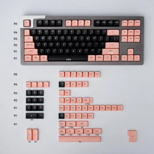 Alt view image 3 of 7 - Pink and Black Keycaps 150 Keys Doubleshot MSA Profile Custom Keycaps for 61/64/68/84/87/96/104/108 Gaming Keyboard