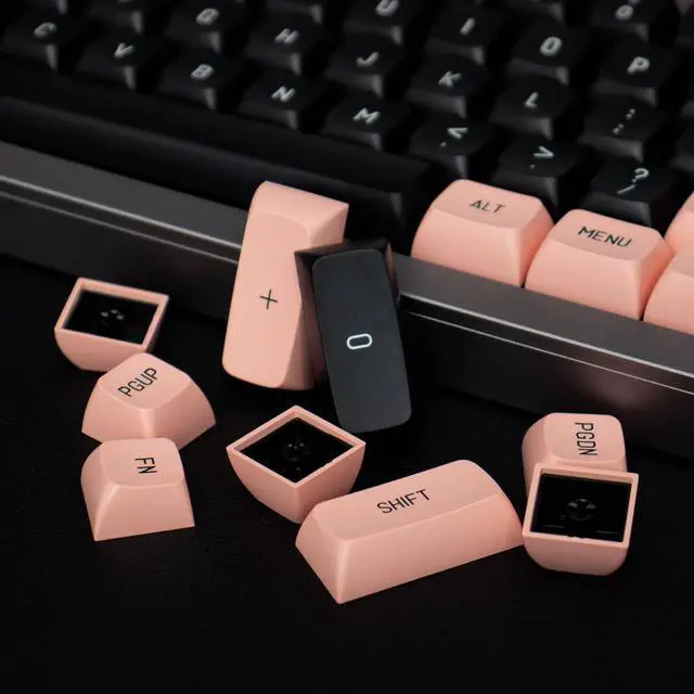 Alt view image 7 of 7 - Pink and Black Keycaps 150 Keys Doubleshot MSA Profile Custom Keycaps for 61/64/68/84/87/96/104/108 Gaming Keyboard