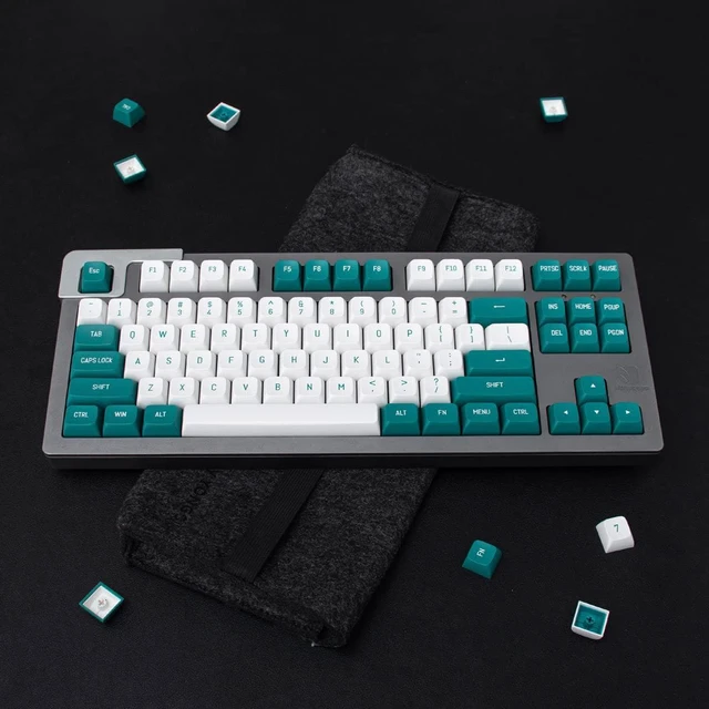 Alt view image 4 of 7 - Mintcaps Dark Green White Keycaps Set 150 Keys MSA Profile Double Shot ISO/ANSI Layout for Cherry MX Switches Mechanical Keyboards