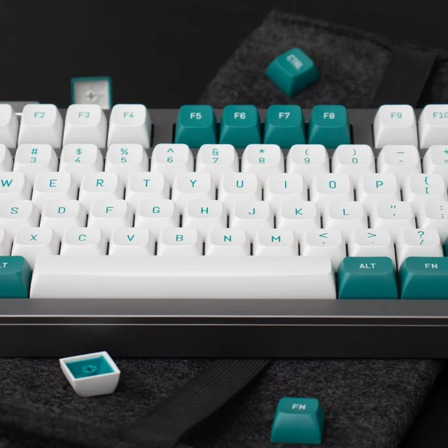 Alt view image 3 of 7 - Mintcaps Dark Green White Keycaps Set 150 Keys MSA Profile Double Shot ISO/ANSI Layout for Cherry MX Switches Mechanical Keyboards