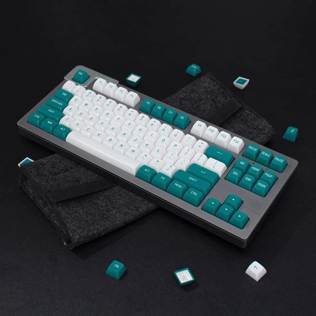 Alt view image 2 of 7 - Mintcaps Dark Green White Keycaps Set 150 Keys MSA Profile Double Shot ISO/ANSI Layout for Cherry MX Switches Mechanical Keyboards