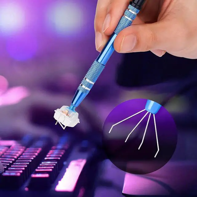 Alt view image 5 of 6 - SAVITA 5pcs Mechanical Keyboard Switch Puller Set, Keycap Switch Remover Opener Kit Keyboard Cleaner Tool Including Key Caps Puller, Switch Clamp, Stem Holder, Lube Pens (Blue)