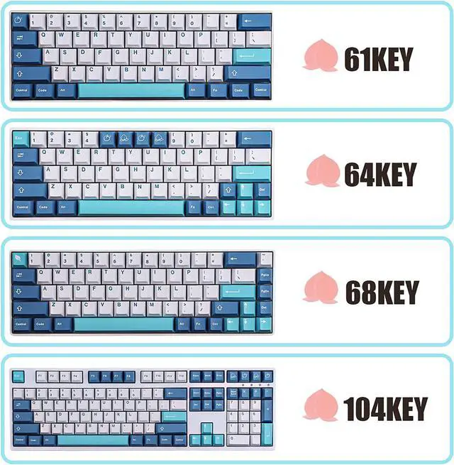 Alt view image 4 of 7 - Hyekit PBT Keycaps, 134 Keycaps Shoko Dye-Sublimation Keycap Set 6.25u 7u Spacebar Cherry Profile for Mechanical Keyboards English (US) Layout
