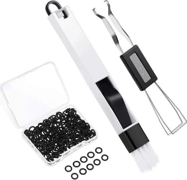 Main image of 202 Pieces Keyboard Cleaner Cleaning Tools Set Includes 1 Keyboard Puller Keycap Removal Tool 1 Door Window Track Cleaning Brush and 200 O-Ring Switch Dampeners (Black O-Rings)