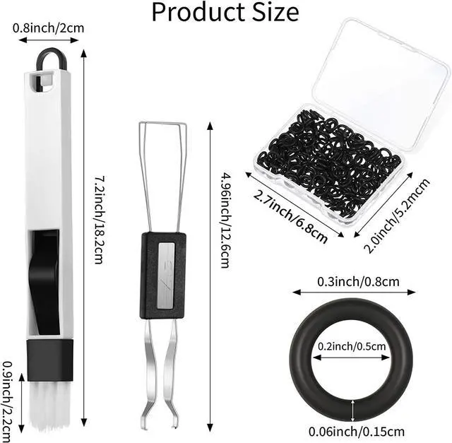 Alt view image 2 of 7 - 202 Pieces Keyboard Cleaner Cleaning Tools Set Includes 1 Keyboard Puller Keycap Removal Tool 1 Door Window Track Cleaning Brush and 200 O-Ring Switch Dampeners (Black O-Rings)