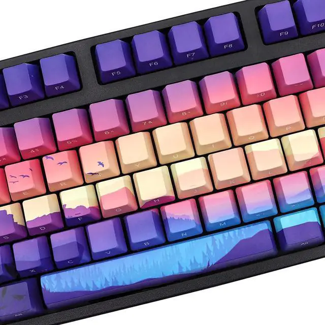 Alt view image 2 of 7 - JSJT PBT Keycaps Side/Front Print Keycap Set OEM Profile Non-Backlit Thick Key Caps for Most 60% /87 TKL/104/108 /61 Cherry MX Switch Mechanical Keyboard(Multi-Color)