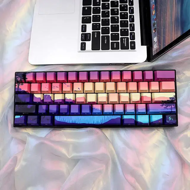 Alt view image 4 of 7 - JSJT PBT Keycaps Side/Front Print Keycap Set OEM Profile Non-Backlit Thick Key Caps for Most 60% /87 TKL/104/108 /61 Cherry MX Switch Mechanical Keyboard(Multi-Color)