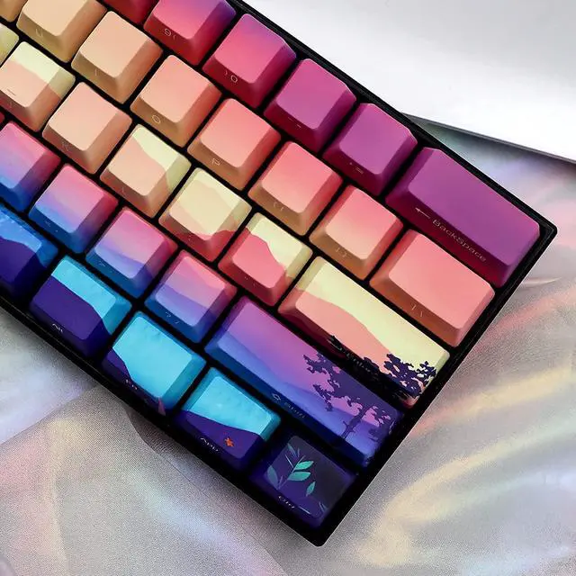 Alt view image 7 of 7 - JSJT PBT Keycaps Side/Front Print Keycap Set OEM Profile Non-Backlit Thick Key Caps for Most 60% /87 TKL/104/108 /61 Cherry MX Switch Mechanical Keyboard(Multi-Color)