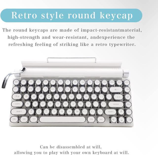 GUAZI STORE 83-Key Mechanical Keyboard dot Retro Typewriter Mechanical  Keyboard Wireless Bluetooth Keyboard, Keyboard Gaming Mechanical,Anti-ghosting  Blue Switch Mechanical Keyboard (White) 