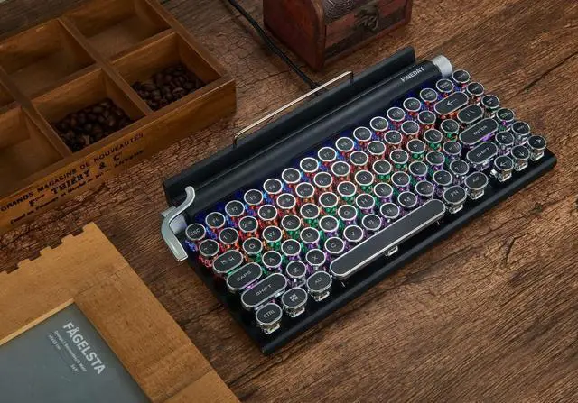 Alt view image 2 of 7 - 83-Key Retro Mechanical Keyboard - Wireless Bluetooth, Gaming, Anti-Ghosting Blue Switch (Black)