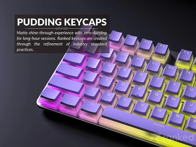 Alt view image 4 of 7 - Ranked Pudding PBT Keycaps | 112 Double Shot Translucent ANSI US & ISO Layout | OEM Profile for RGB Mechanical Gaming Keyboard (Lavender)
