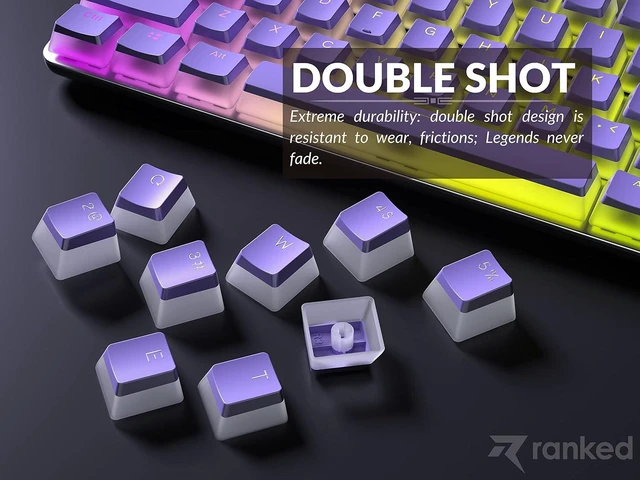Alt view image 5 of 7 - Ranked Pudding PBT Keycaps | 112 Double Shot Translucent ANSI US & ISO Layout | OEM Profile for RGB Mechanical Gaming Keyboard (Lavender)