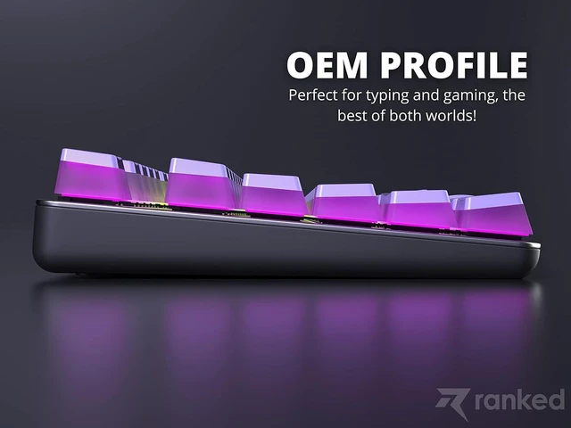 Alt view image 6 of 7 - Ranked Pudding PBT Keycaps | 112 Double Shot Translucent ANSI US & ISO Layout | OEM Profile for RGB Mechanical Gaming Keyboard (Lavender)