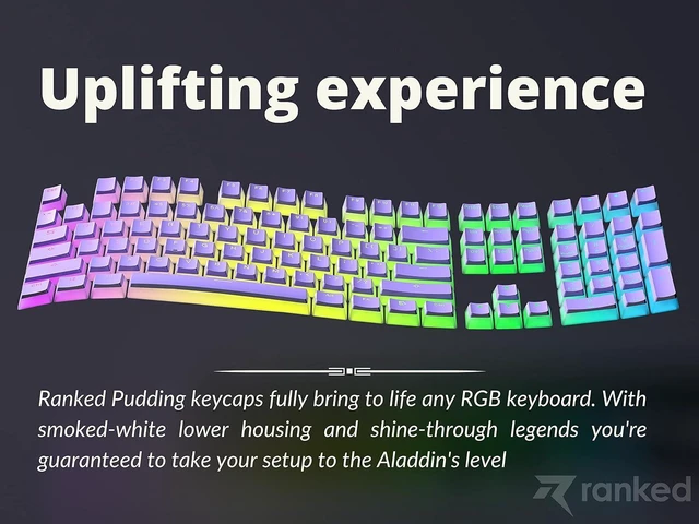 Alt view image 7 of 7 - Ranked Pudding PBT Keycaps | 112 Double Shot Translucent ANSI US & ISO Layout | OEM Profile for RGB Mechanical Gaming Keyboard (Lavender)