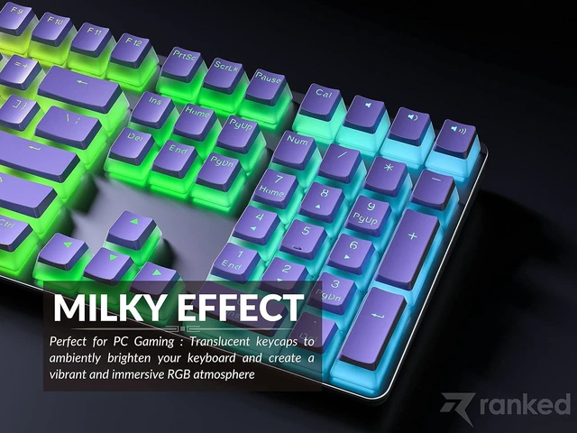 Alt view image 3 of 7 - Ranked Pudding PBT Keycaps | 112 Double Shot Translucent ANSI US & ISO Layout | OEM Profile for RGB Mechanical Gaming Keyboard (Lavender)