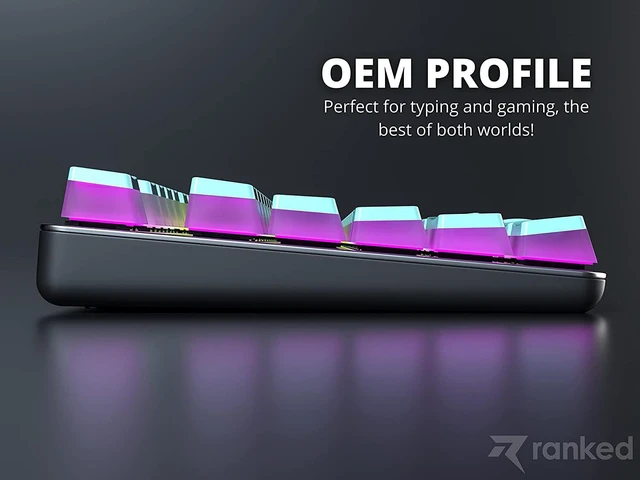 Alt view image 6 of 7 - Ranked Pudding v2 PBT Keycaps | 145 Double Shot Translucent ANSI US & ISO Layout | OEM Profile for Full Size, TKL, 75%, 65% and 60% RGB Mechanical Gaming Keyboard (Miami Blue)