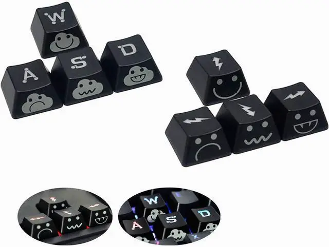 Main image of Replacement WASD Arrow Keycaps UV Coating Backlit Double Shot Key Cap OEM Profile for All MX Mechanical Keyboard (8 Keys WASD+Arrow)