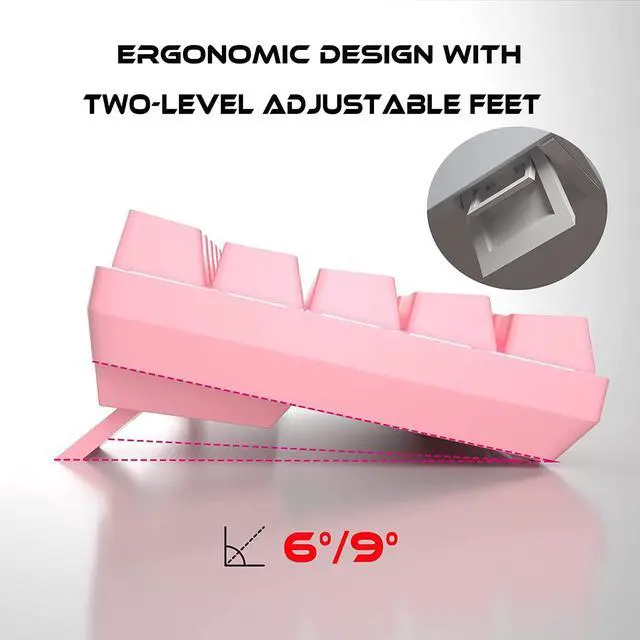 Alt view image 6 of 6 - Pink Gaming Mechanical Keyboard,Compact 68 Keys Anti-ghosting with Blue Switch Cute White Light with Detachable Type-C Keyboard for PC Gamer Windows Laptop Mac/Xbox(Blue Switch, Pink & White)