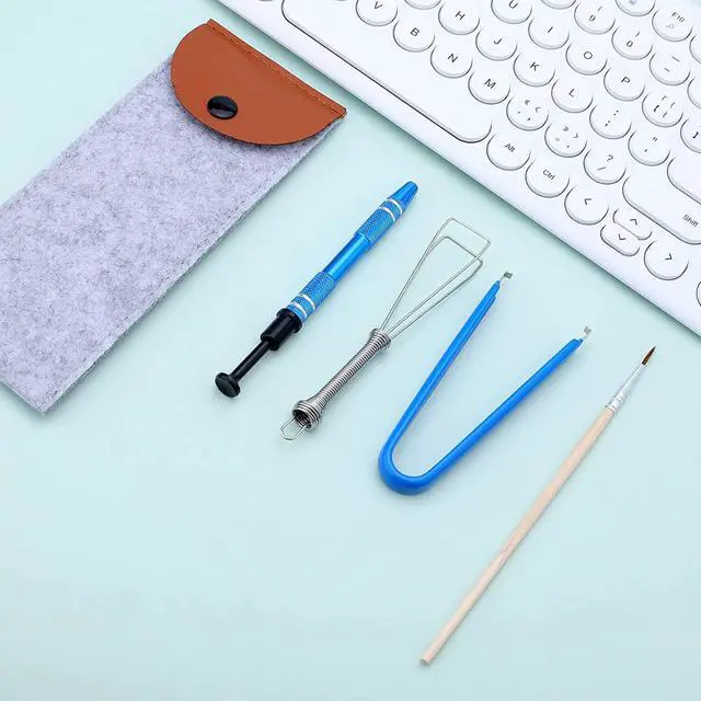 Alt view image 3 of 7 - SAVITA Mechanical Keyboard Switch Puller Set, Keycap Remover Kit Keyboard Cleaner Tool Including Keycap Puller, Switch Clamp, Stem Holder, Lube Pen-Easy to Pull (Blue, Yellow)