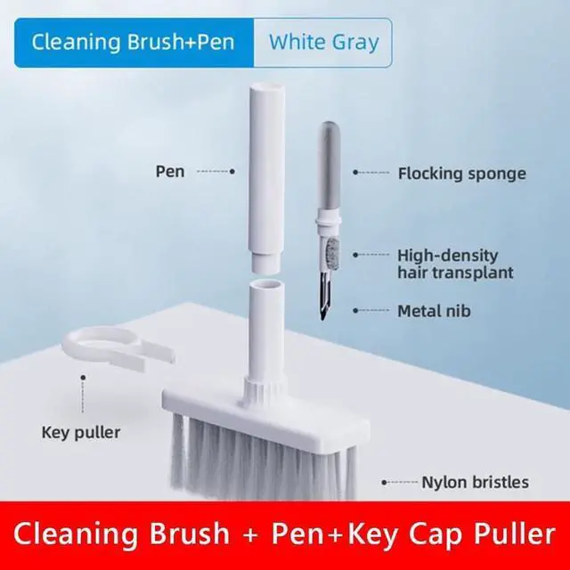 Alt view image 2 of 7 - Multi-Function 5 in 1 Keyboard Brush Cleaner Kit Bluebooth Earphone Soft Brush Cleaning Tools Computer Keycap Puller Dust Remover Keyboard Brushes for Cleaning PC Laptop Airpods Pro Earbud Camera Lens