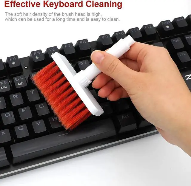 Alt view image 2 of 7 - 2 Pack Multi-Function 5 in 1 Keyboard Brush Cleaner Kit Bluebooth Earphone Soft Brush Cleaning Tools Computer Keycap Puller Dust Remover Keyboard Brushes for Cleaning PC Laptop Airpods Pro Earbud