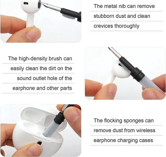 Alt view image 3 of 7 - Multi-Function 5 in 1 Keyboard Brush Cleaner Kit Bluebooth Earphone Soft Brush Cleaning Tools Computer Keycap Puller Dust Remover Keyboard Brushes for Cleaning PC Laptop Airpods Pro Earbud Camera Lens