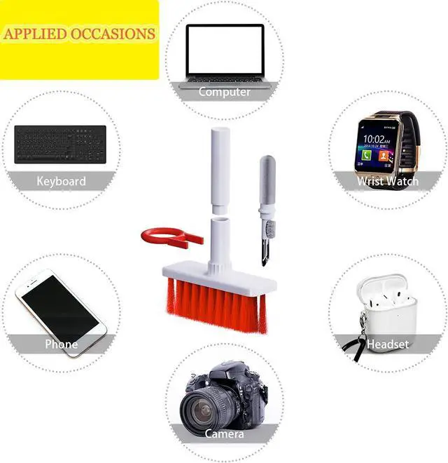 Alt view image 7 of 7 - Multi-Function 5 in 1 Keyboard Brush Cleaner Kit Bluebooth Earphone Soft Brush Cleaning Tools Computer Keycap Puller Dust Remover Keyboard Brushes for Cleaning PC Laptop Airpods Pro Earbud Camera Lens