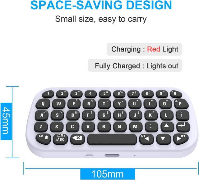 Wireless Controller Keyboard for PS5, Rechargeable Bluetooth Keyboard  Gamepad Online Gaming 47 Key Message Chatpad Keypad with Controller Holder  Clip