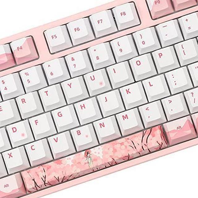 ZMX Mechanical Keyboard Pink Cherry Blossom 61 Keys,Hot Swappable 60％Compact  Mechanical 5.0Bluetooth/Type-C Wired Dual-Mode RGB Backlit Dye＿並行輸入 